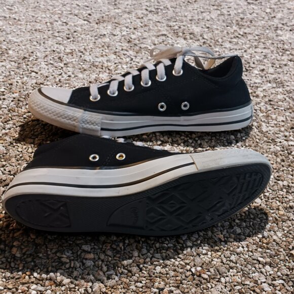 Vintage Y2K Converse Black & White Low Top Lace Up Skateboarding Shoes Size 9 - Picture 9 of 13